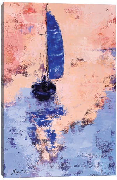 Blue Sail Canvas Art Print - Boating