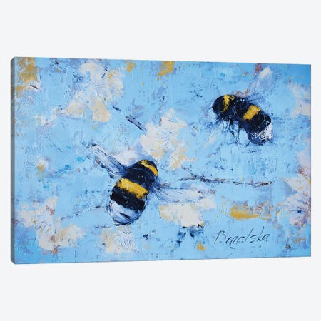 Bees And Blossoms Canvas Print #OBO8} by Olena Bogatska Canvas Art