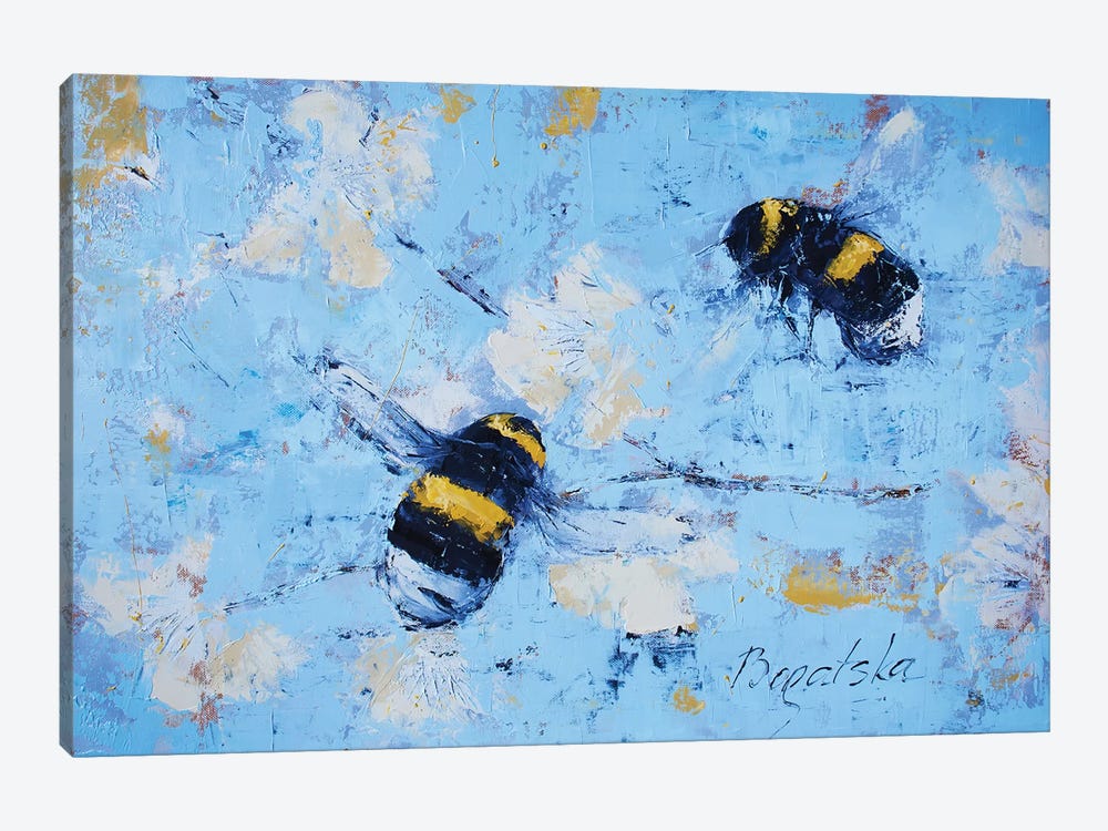 Bees And Blossoms by Olena Bogatska 1-piece Canvas Artwork