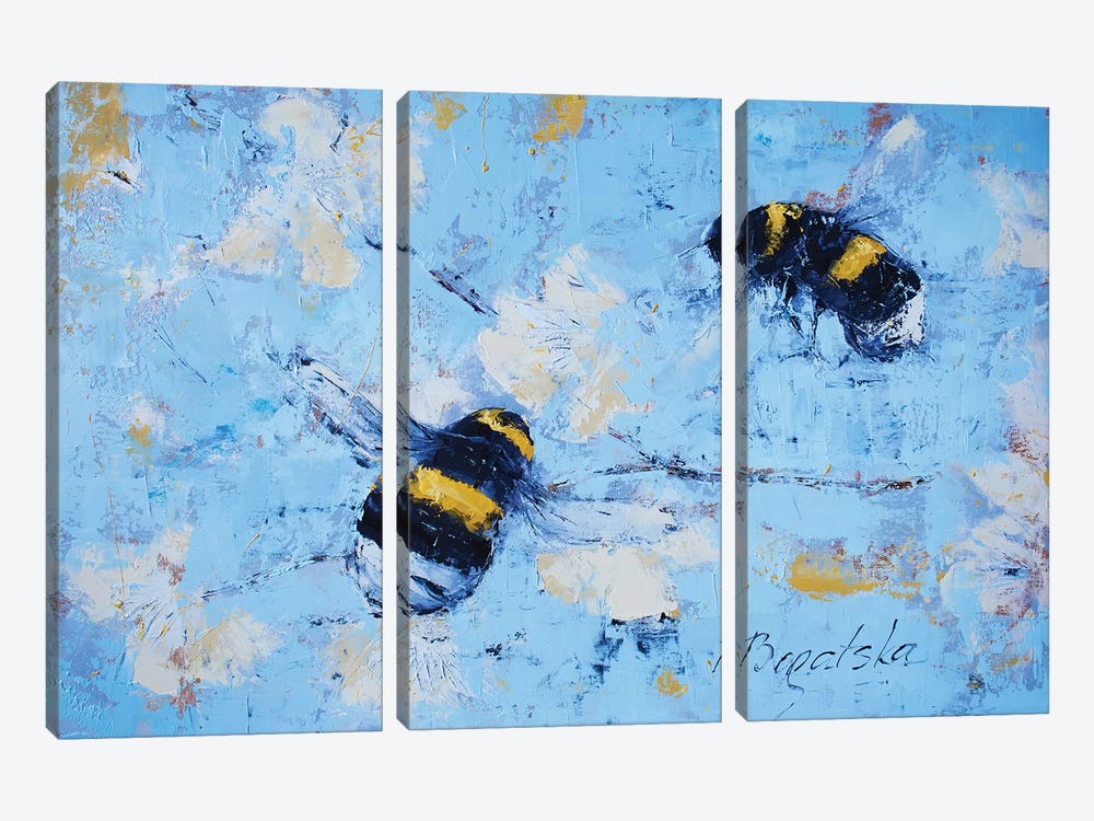 Bees And Blossoms 3-piece Canvas Wall Art