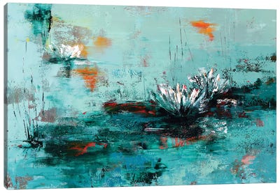 Lily Canvas Art Print - Teal Abstract Art