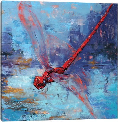 Red Dragonfly I Canvas Art Print - Insect & Bug Art