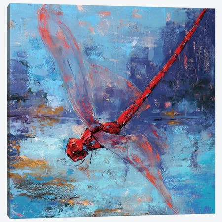 Red Dragonfly I Canvas Print #OBO95} by Olena Bogatska Canvas Artwork
