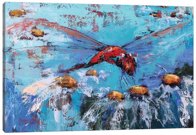 Red Dragonfly II Canvas Art Print - Daisy Art