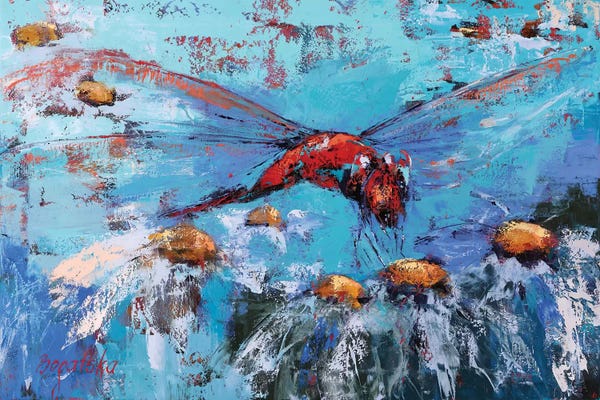 Dragonflies: Red Dragonfly II by Olena Bogatska