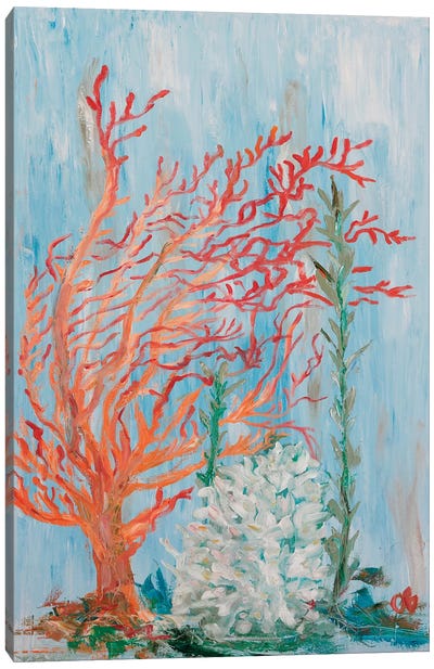 Painterly Coral I Canvas Art Print - Living Coral