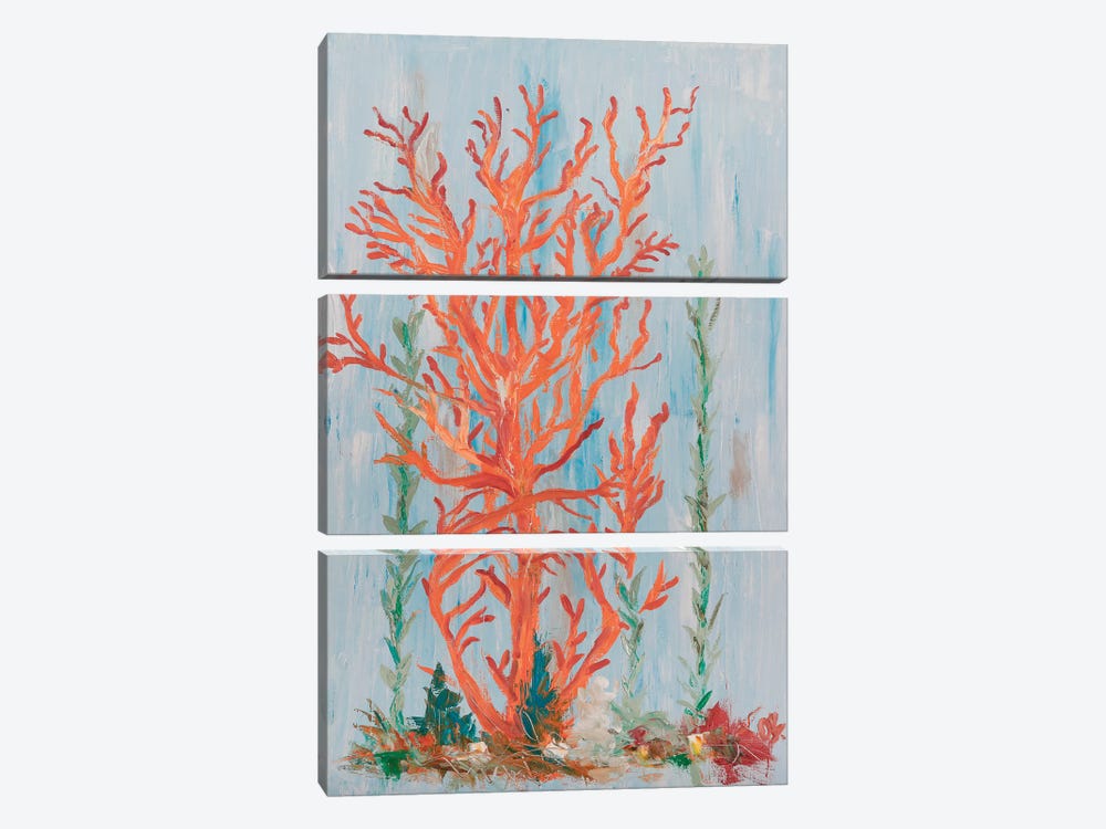 Painterly Coral II by Olivia Brewington 3-piece Canvas Print