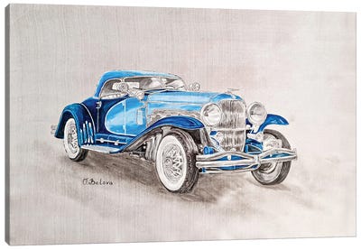 Blue Car II Canvas Art Print - Sophisticated Dad