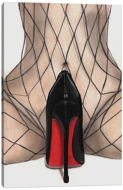 Heels And Feet Canvas Art Print - Hyper-Realistic & Detailed Drawings
