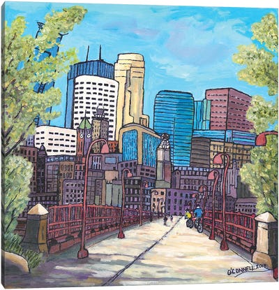 Mpls City Bikers Canvas Art Print - Minneapolis