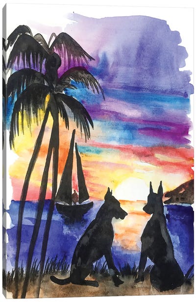 Sunset Lover Canvas Art Print - Doberman Pinscher Art
