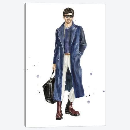 Stylish Guy In Dark Blue Coat Canvas Print #OCR106} by Olga Crée Canvas Art