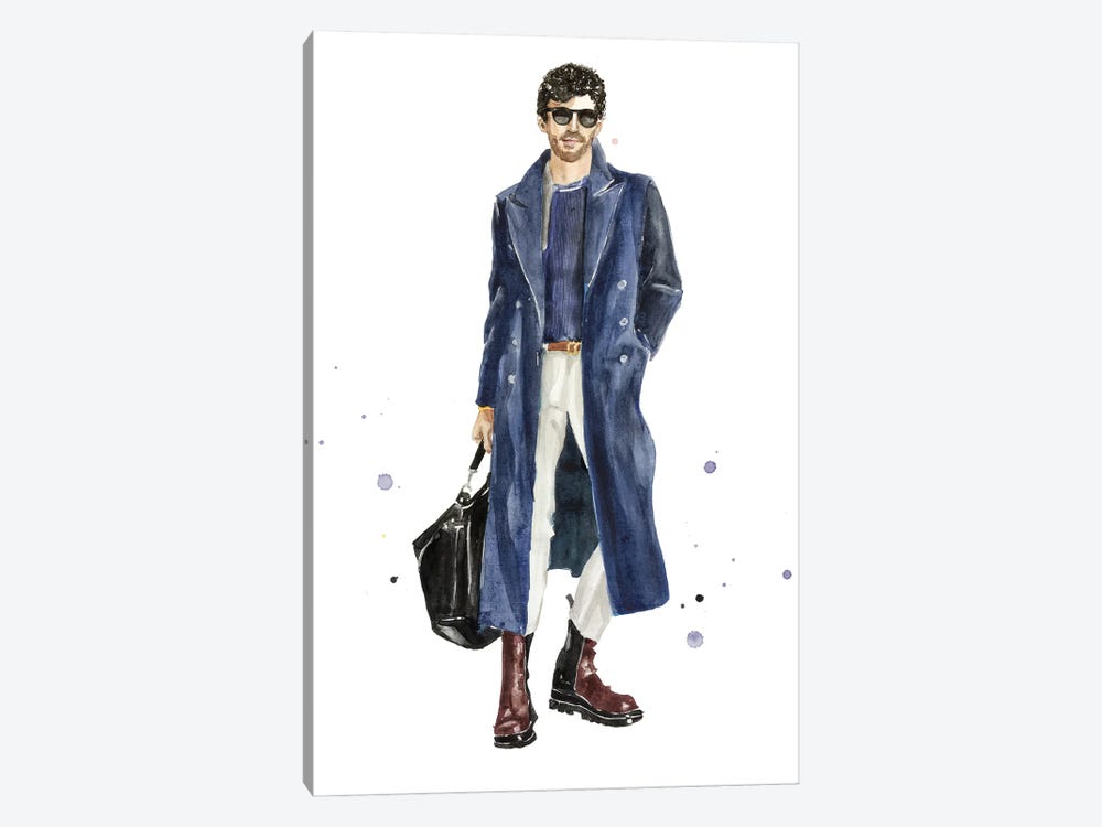 Stylish Guy In Dark Blue Coat by Olga Crée 1-piece Art Print