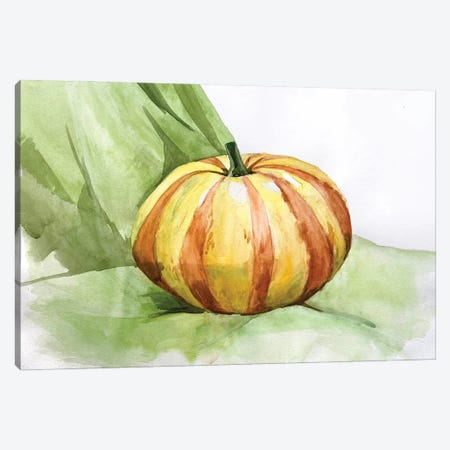 Pumpkin Watercolor Illustration. Still Life III Canvas Print #OCR107} by Olga Crée Canvas Artwork