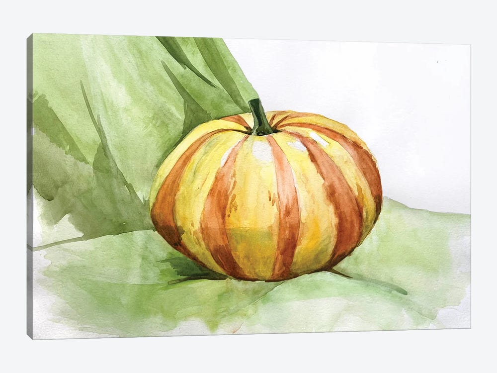 Pumpkin Watercolor Illustration. Still Life III by Olga Crée 1-piece Canvas Wall Art