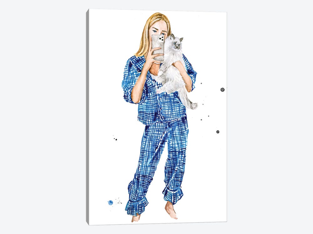 Selfie With A Cat by Olga Crée 1-piece Art Print