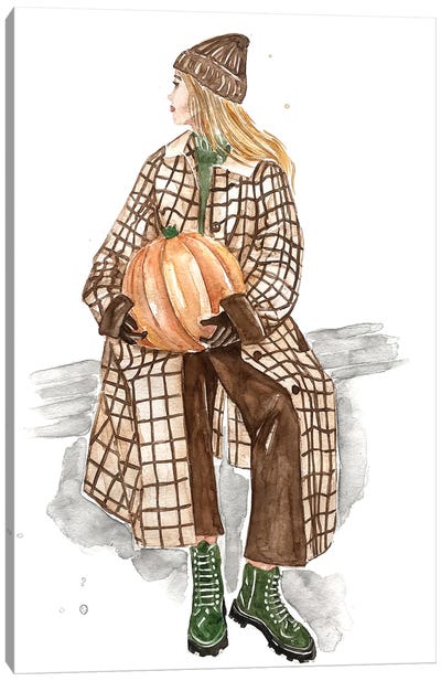 She Bought The Perfect Pumpkin Canvas Art Print - Women's Coat & Jacket Art