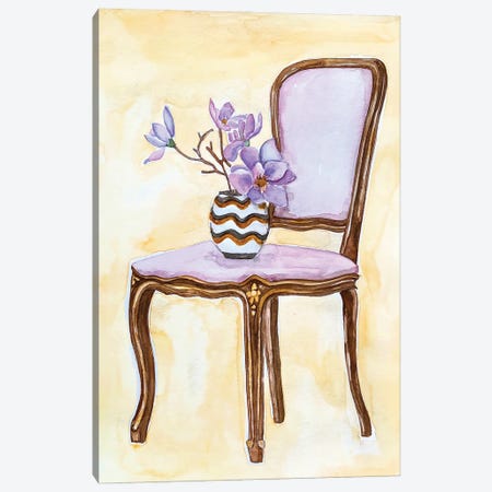 Still Life Iv Vintage Chair And Magnolia Canvas Print #OCR110} by Olga Crée Canvas Wall Art
