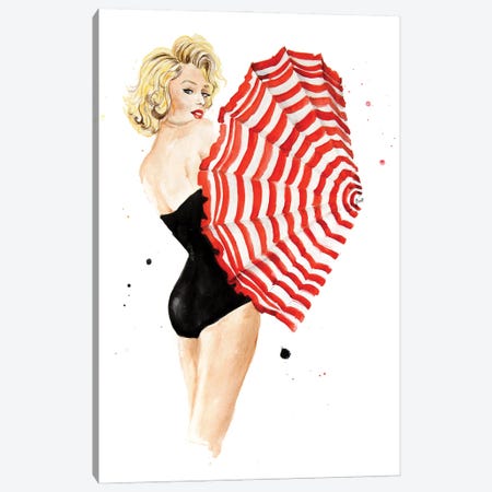 Marilyn Monroe With Umbrella Canvas Print #OCR118} by Olga Crée Canvas Art