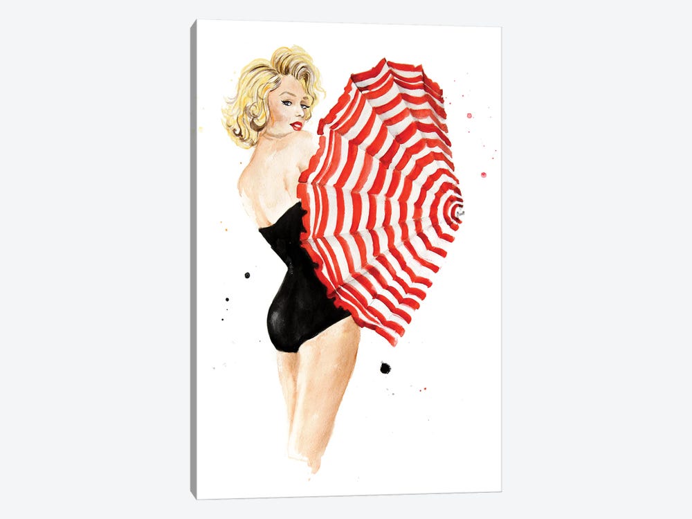 Marilyn Monroe With Umbrella by Olga Crée 1-piece Canvas Artwork