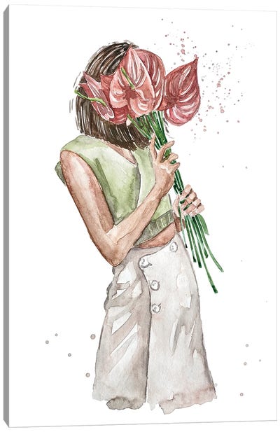 Flowers Always Make Women Happy Canvas Art Print - Olga Crée