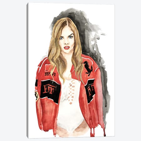 Blonde In Red Jacket Canvas Print #OCR126} by Olga Crée Canvas Artwork