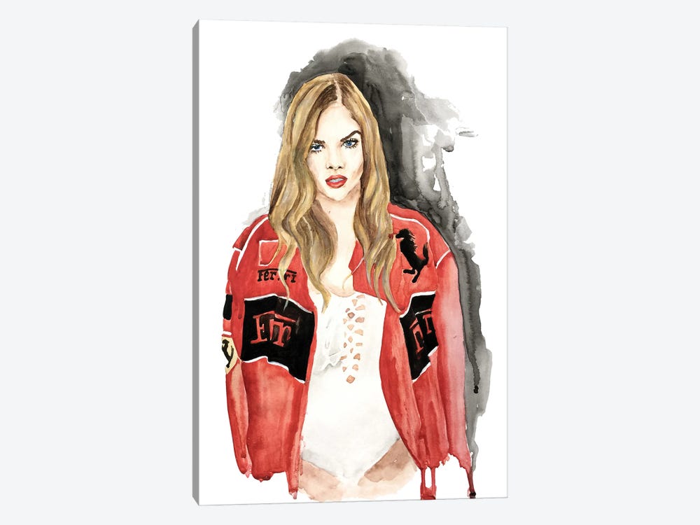 Blonde In Red Jacket by Olga Crée 1-piece Canvas Art Print