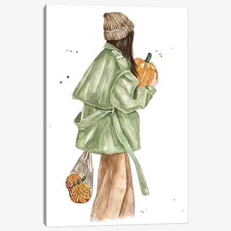 Halloween Pumpkin Shopping Canvas Print #OCR129} by Olga Crée Canvas Print