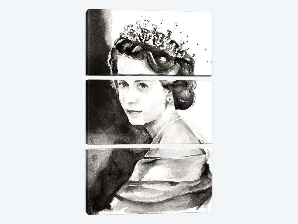 In Memory Of Her Majesty Queen Elizabeth II by Olga Crée 3-piece Canvas Art Print