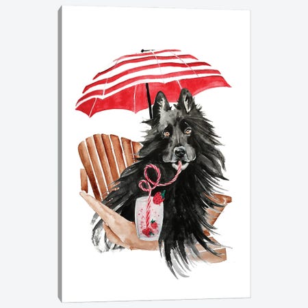 Dog On Vacation Canvas Print #OCR19} by Olga Crée Canvas Print