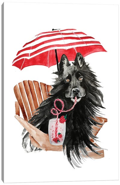 Dog On Vacation Canvas Art Print - Olga Crée