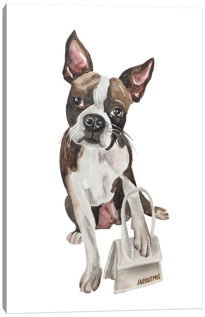 French Bulldog With Luxury Bag Canvas Art Print - Olga Crée