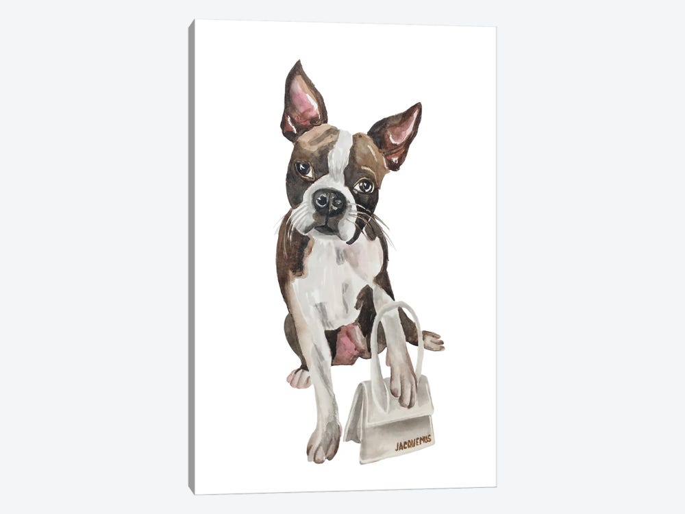 French Bulldog With Luxury Bag by Olga Crée 1-piece Canvas Artwork