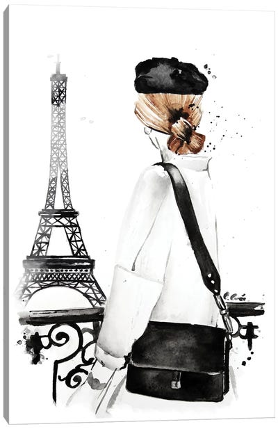Paris Is Fashion And Eiffel Tower Canvas Art Print - Olga Crée