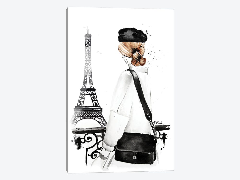 Paris Is Fashion And Eiffel Tower by Olga Crée 1-piece Canvas Wall Art