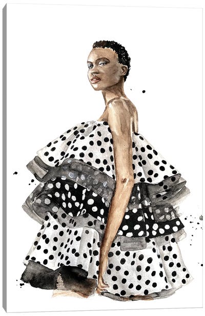 Woman In The Polka Dots Dress Canvas Art Print - Olga Crée