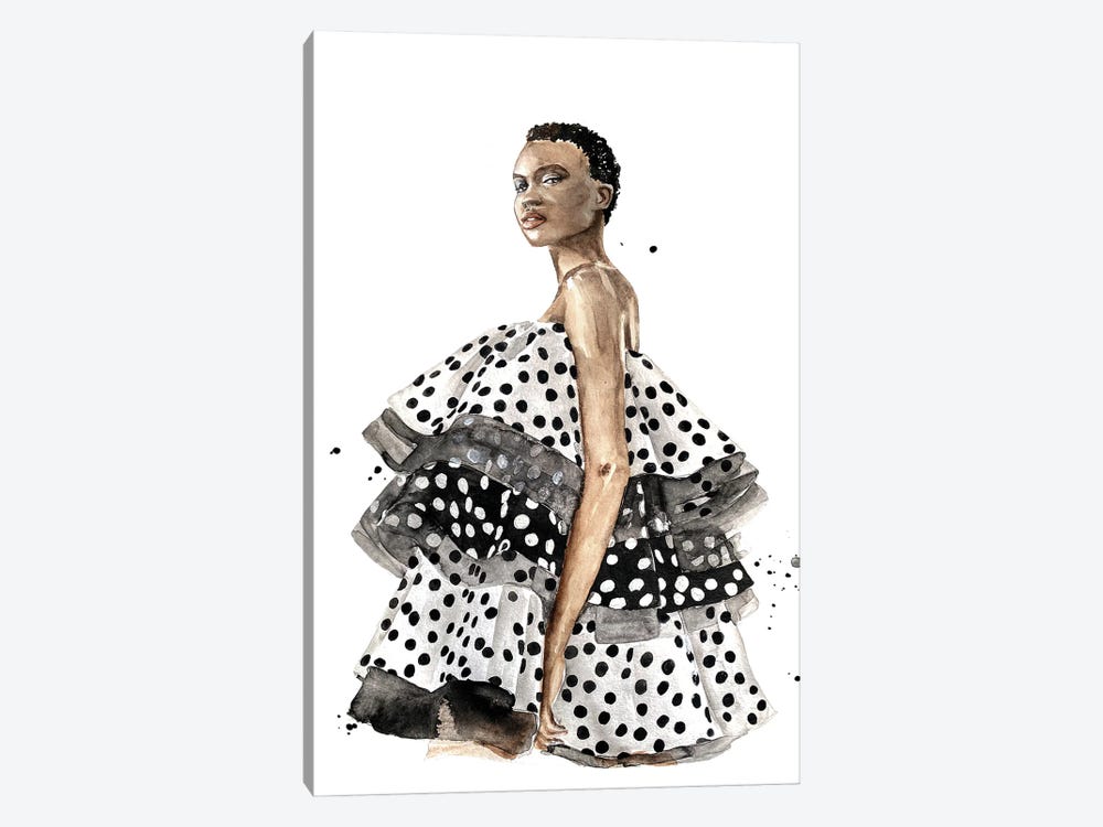 Woman In The Polka Dots Dress by Olga Crée 1-piece Canvas Art Print