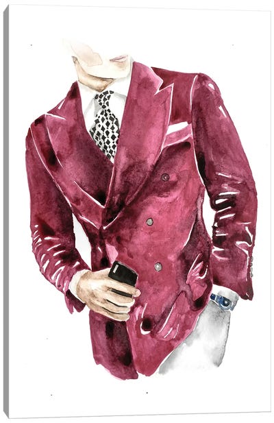Gentleman In Bright Jacket Canvas Art Print - Olga Crée