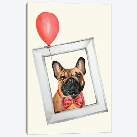 French Bulldog With Red Balloon Canvas Print #OCR32} by Olga Crée Canvas Art Print