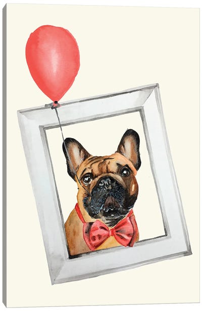 French Bulldog With Red Balloon Canvas Art Print - Olga Crée