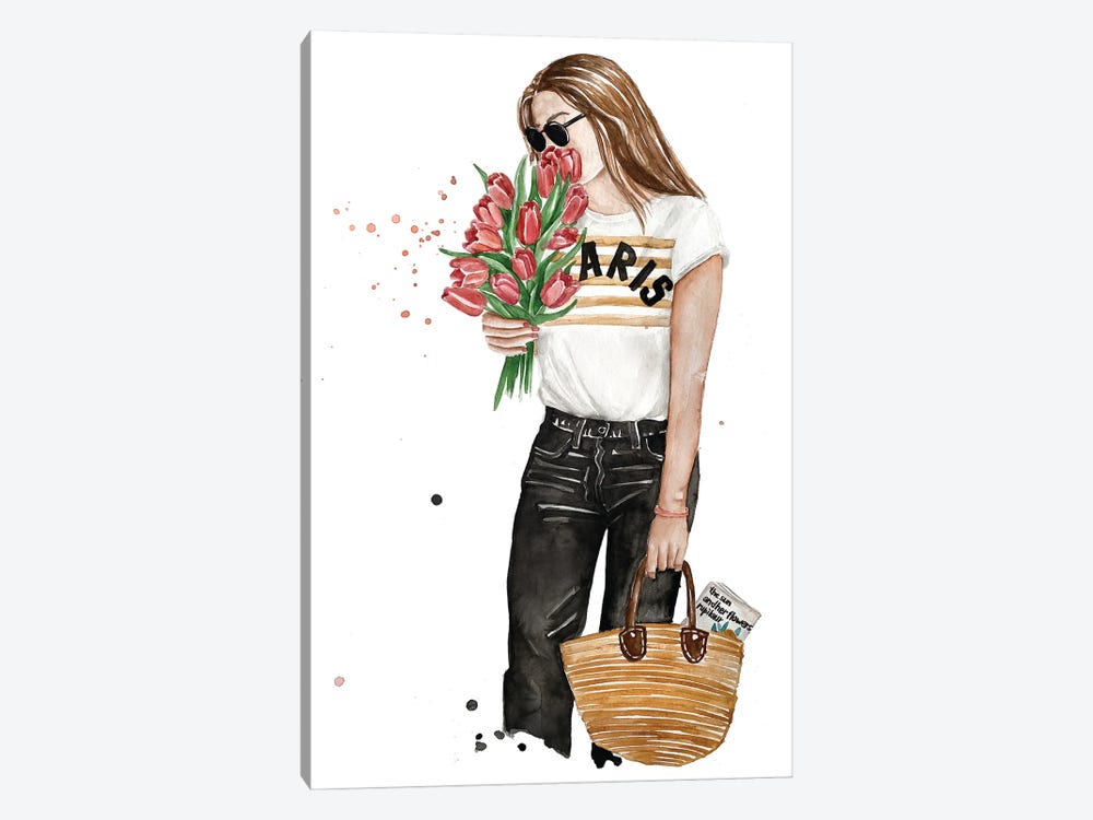 Her Flowers And Paris Vibes by Olga Crée 1-piece Art Print
