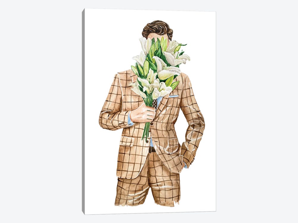 A Gentleman Gives Flowers by Olga Crée 1-piece Art Print