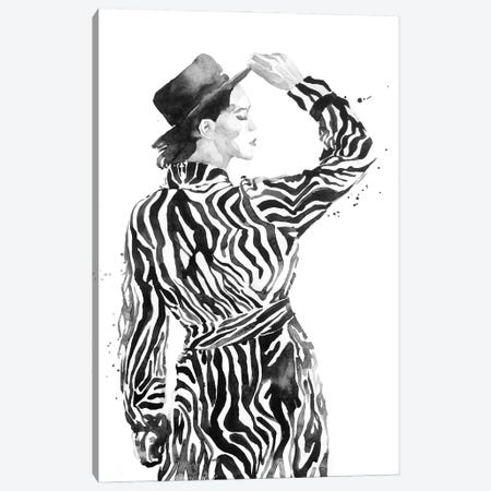 Woman In Zebra Coat Canvas Print #OCR56} by Olga Crée Canvas Art