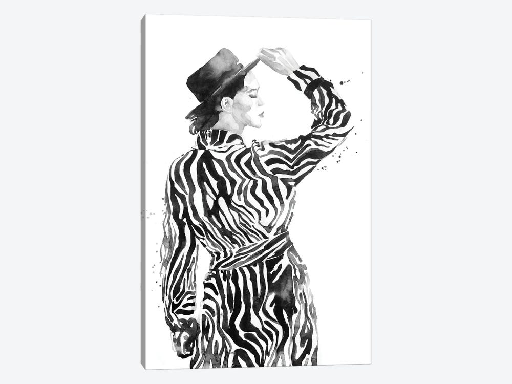 Woman In Zebra Coat by Olga Crée 1-piece Canvas Print