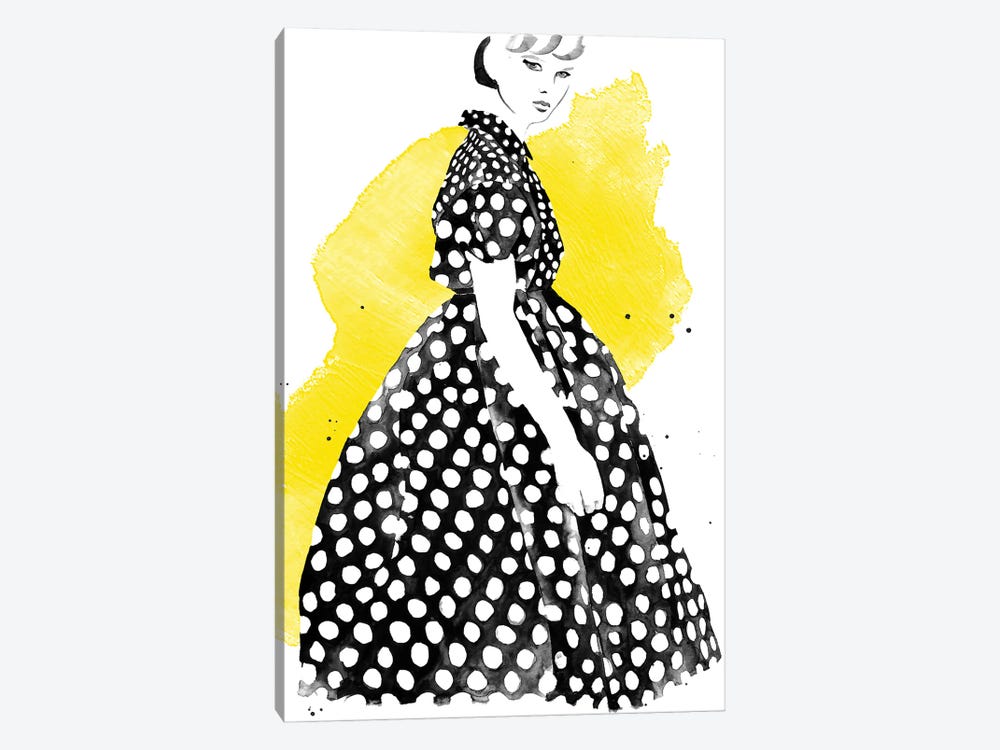 Polka Dot Dress by Olga Crée 1-piece Canvas Print