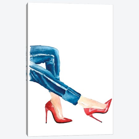 Red Glamorous Louboutin Shoes Canvas Print #OCR71} by Olga Crée Art Print