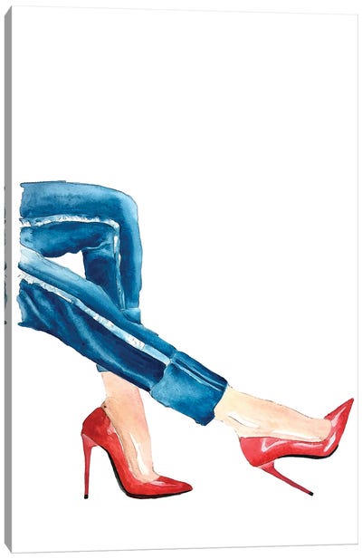 Red Glamorous Louboutin Shoes Canvas Art Print - Olga Crée