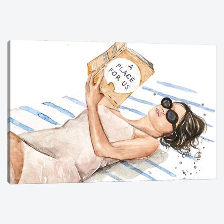 Palm Springs Girl Reading A Place For Us Canvas Print #OCR75} by Olga Crée Canvas Artwork