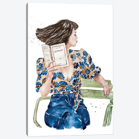 Parisienne With A Book Canvas Print #OCR76} by Olga Crée Canvas Artwork