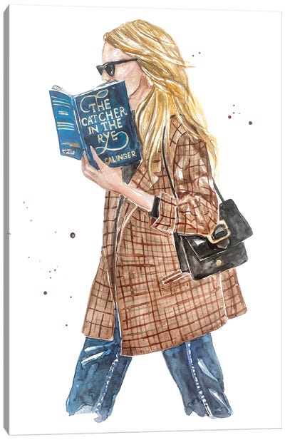Blond Hair Woman Reading Classsic Novel Canvas Art Print - Women's Coat & Jacket Art